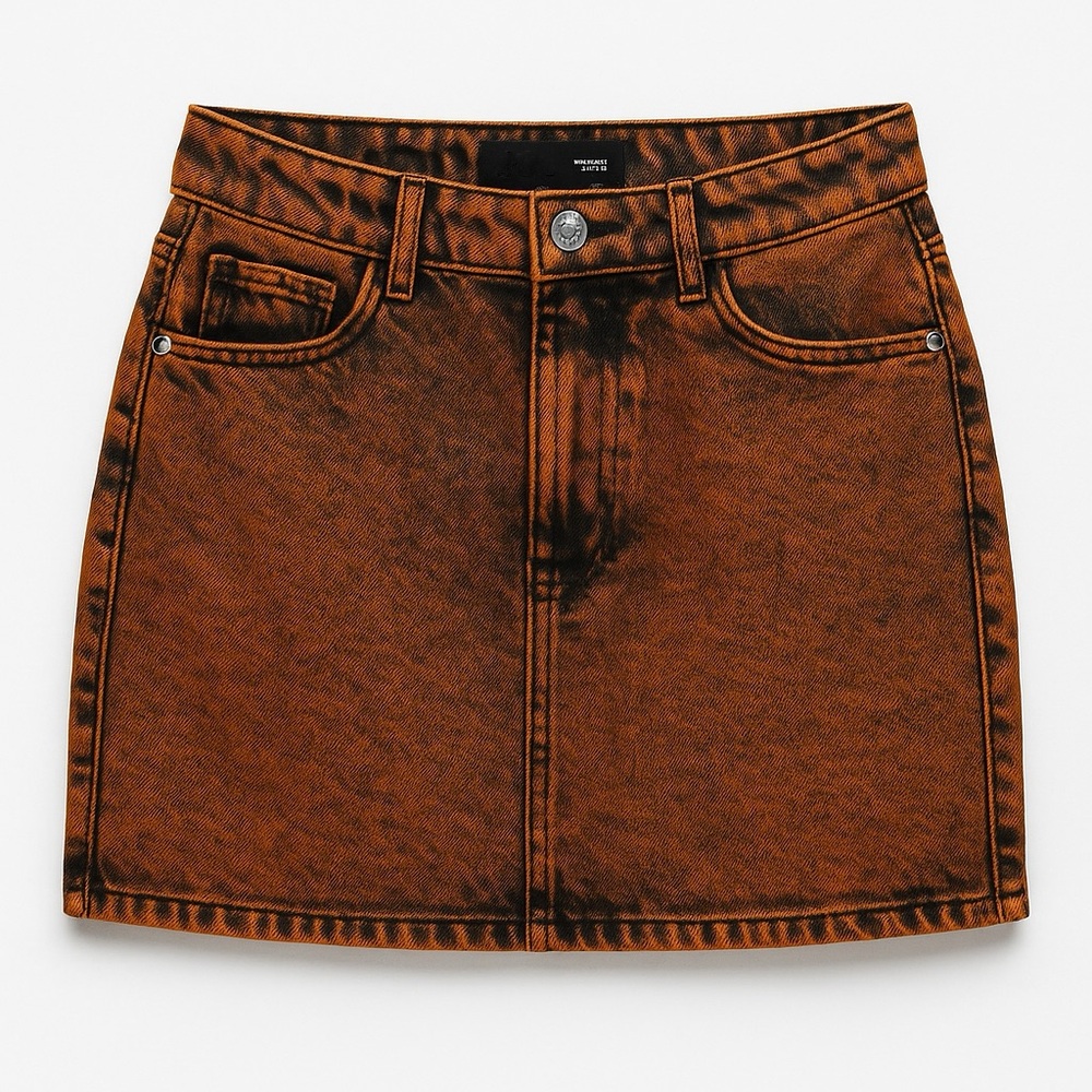 Zara | Orange/Black Denim Skirt